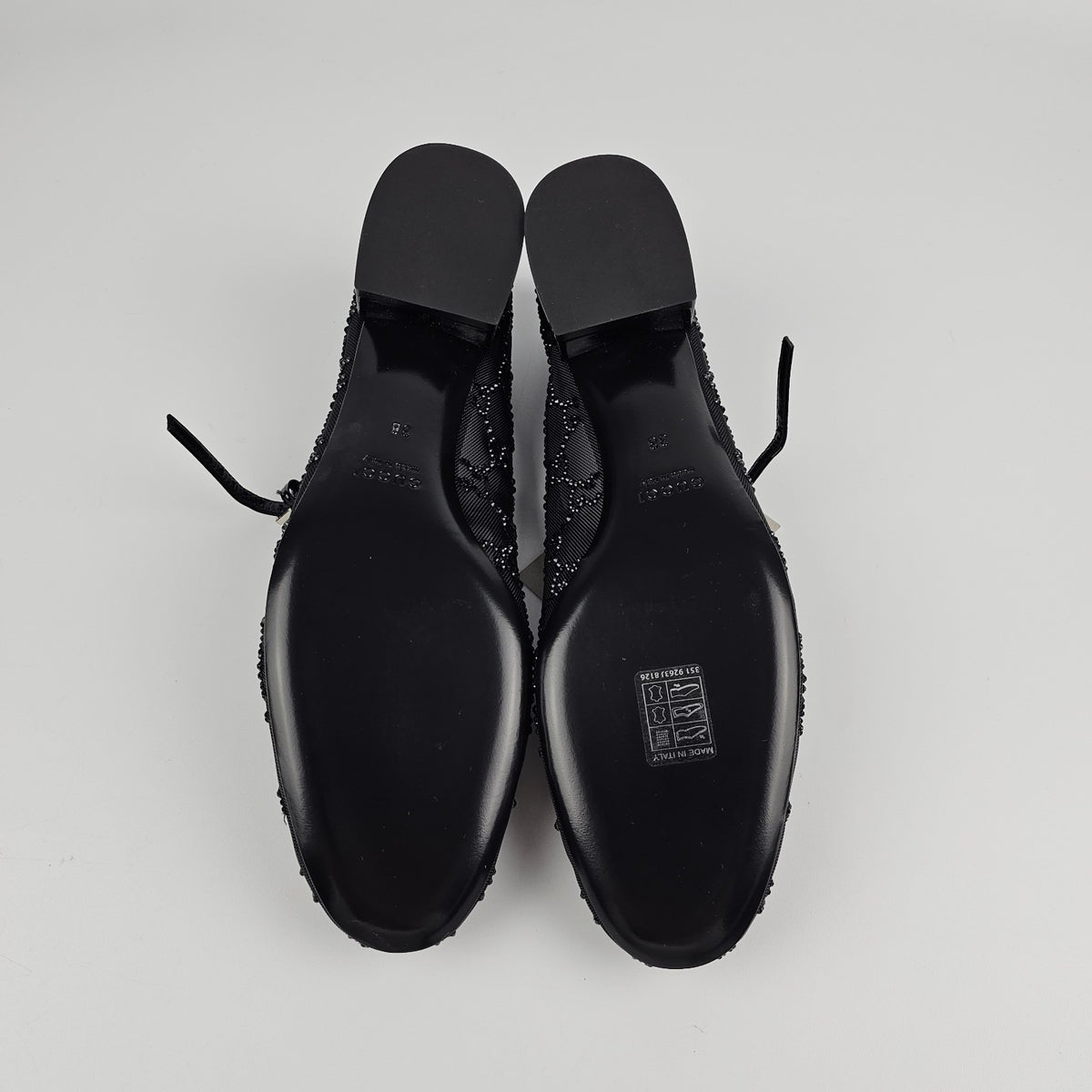 GUCCI $1720 Black GG Crystal Ballet Flats New & Authentic