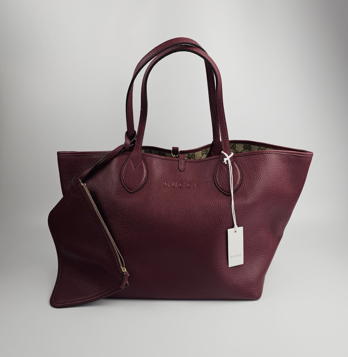 GUCCI Totissima Large $2800 Rosso Ancora Red Leather Tote Bag New & Authentic