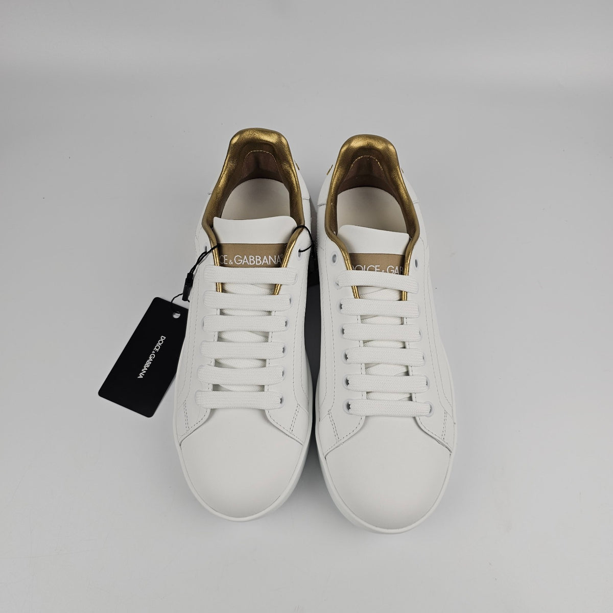 DOLCE&GABBANA Portofino White Leather Sneakers New & Authentic