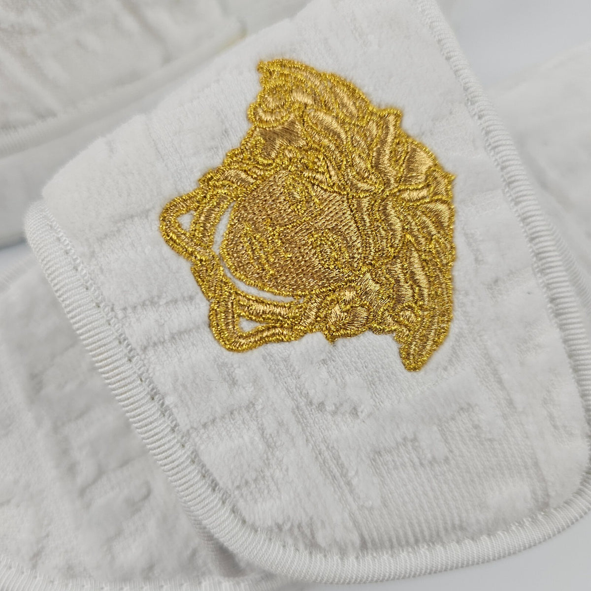 VERSACE Allover White Cotton Slippers New