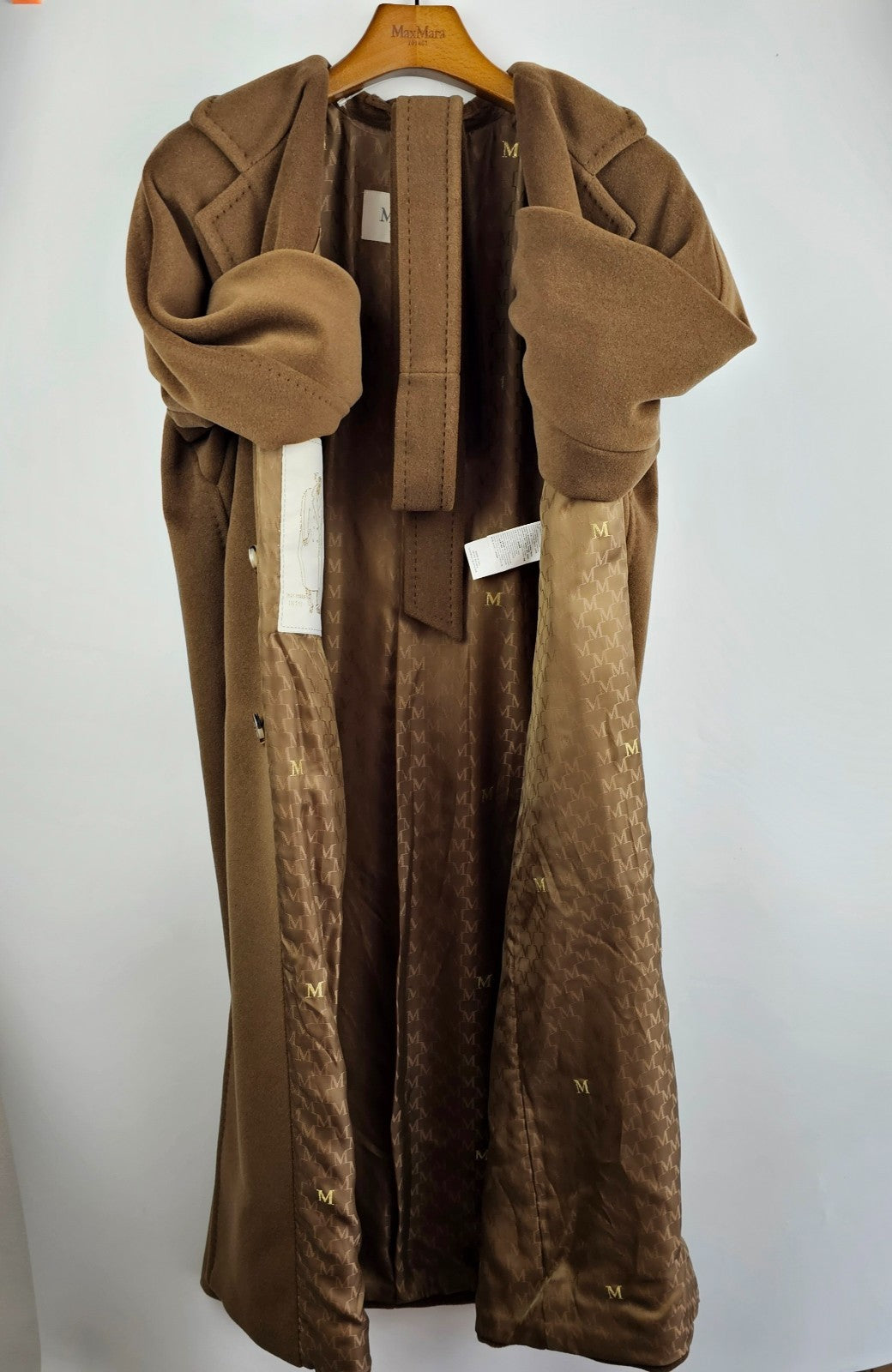 MAX MARA Madame 101801 Belted Brown Wool Long Coat New & Authentic