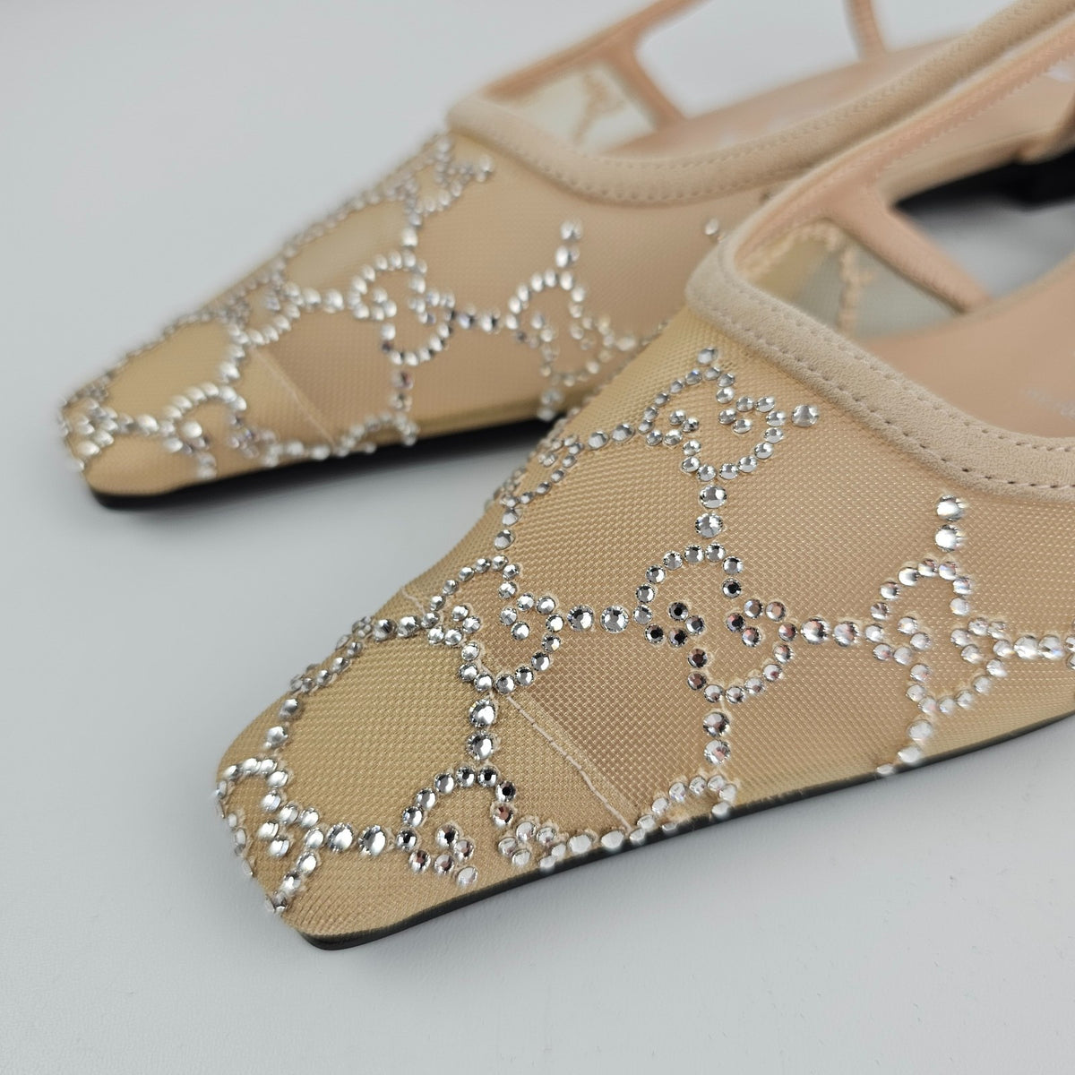 GUCCI Beige With Crystals Ballet Flats New & Authentic