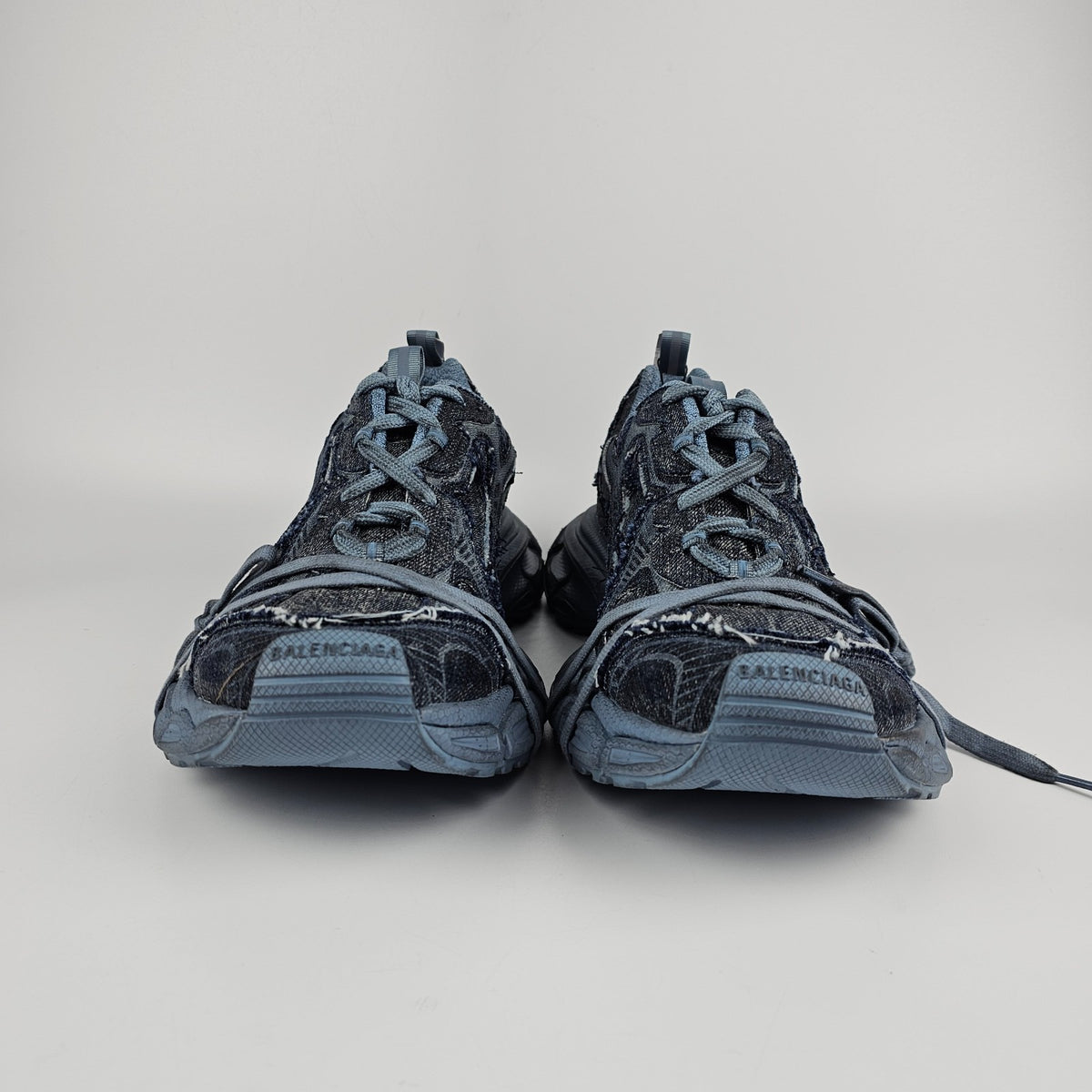 BALENCIAGA 3XL $1250 Men's Blue Denim Sneakers New & Authentic