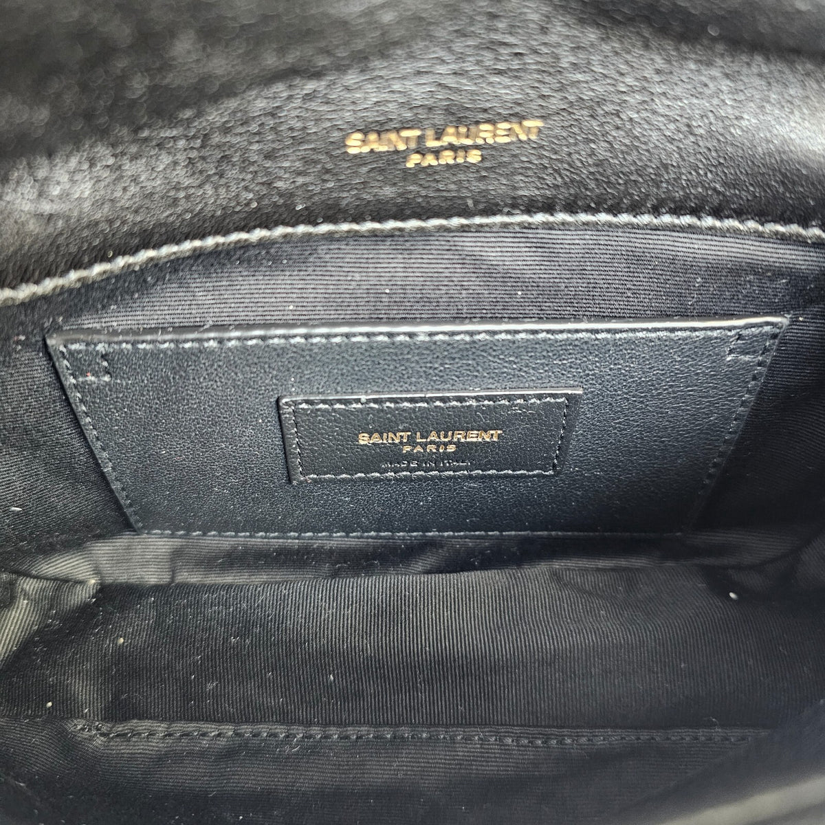 SAINT LAURENT Jamie 4.3 Mini Black And Gold Leather Shoulder Bag New