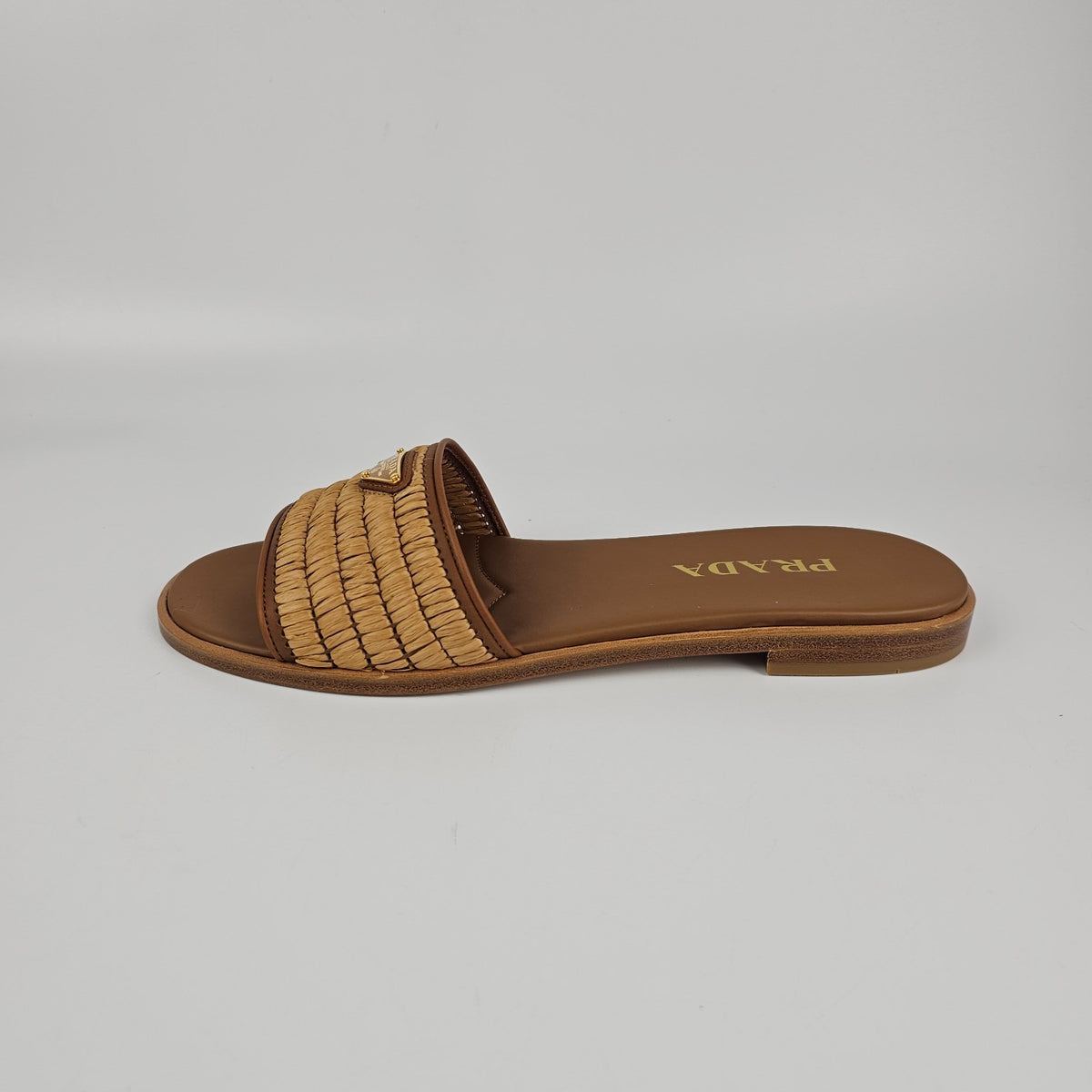 PRADA $1150 Caramel Crochet Slides New & Authentic