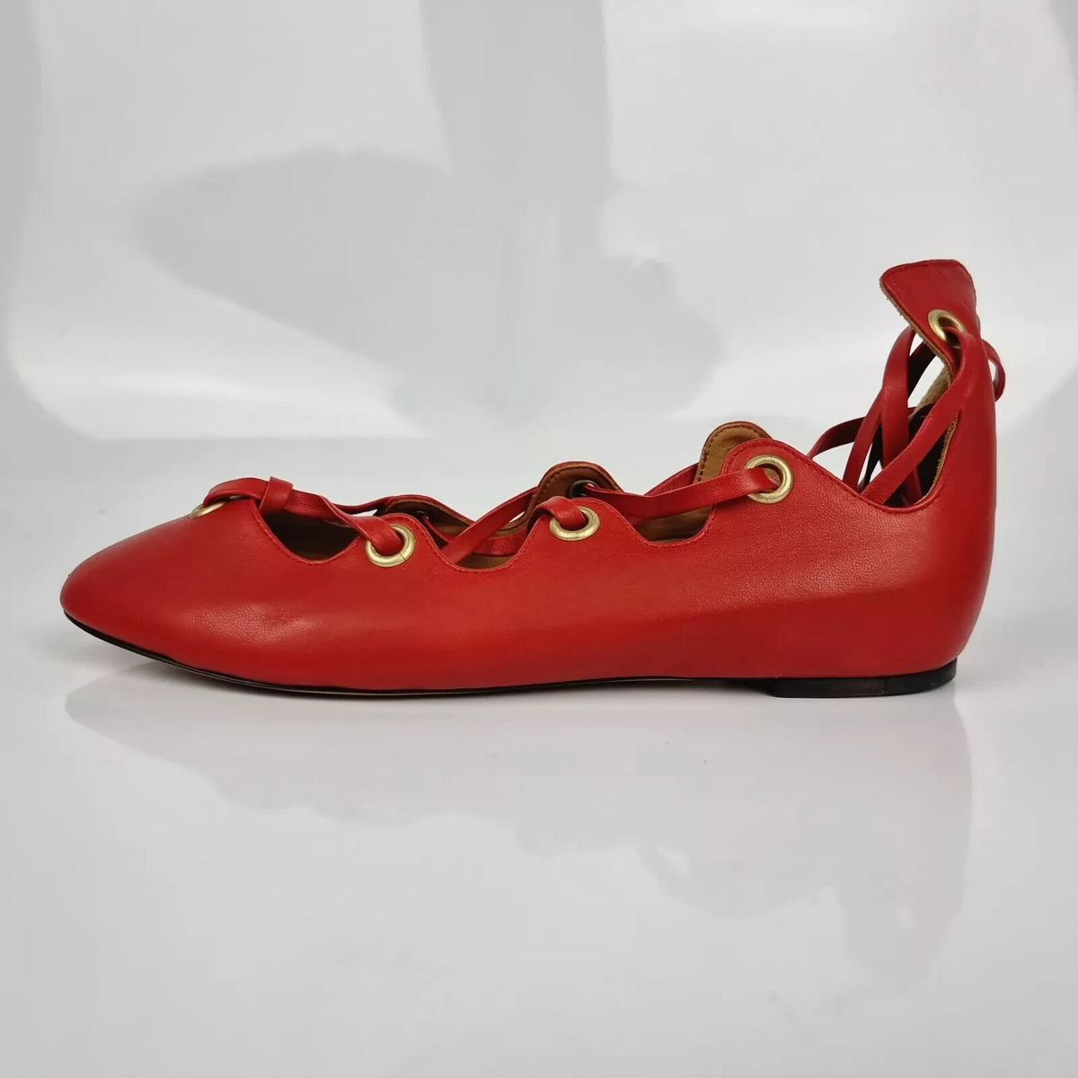 ISABEL MARANT Red Leather Flats New Size 36 US 6