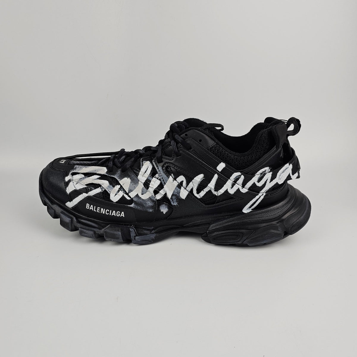 BALENCIAGA Track Signature $1225 Black/White Sneakers New & Authentic