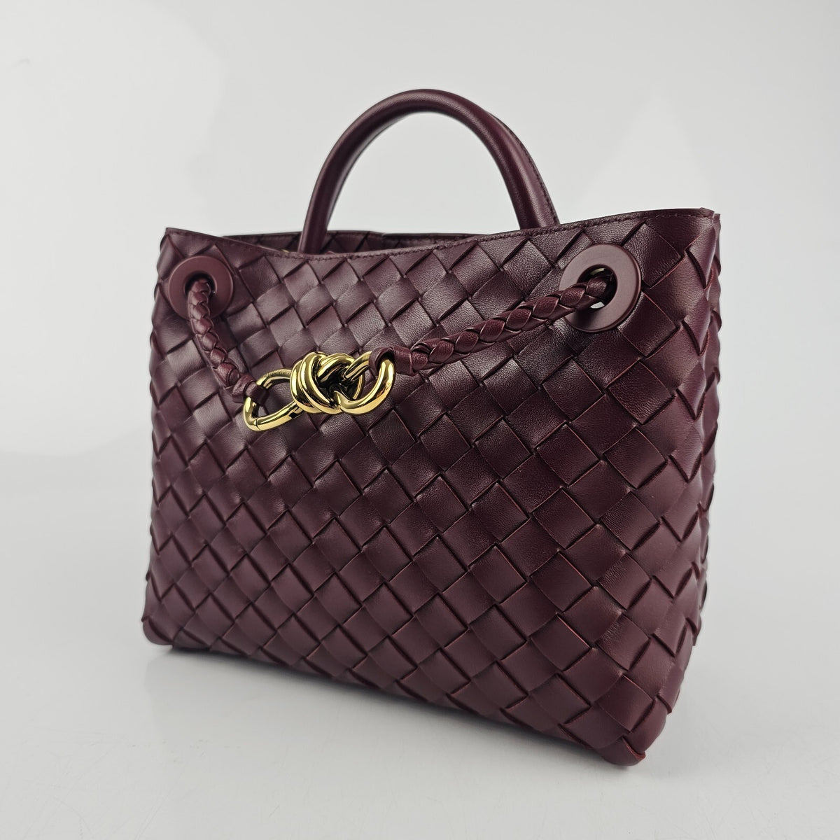 BOTTEGA VENETA Andiamo Small $4700 Barolo Red Leather Top Handle Bag New
