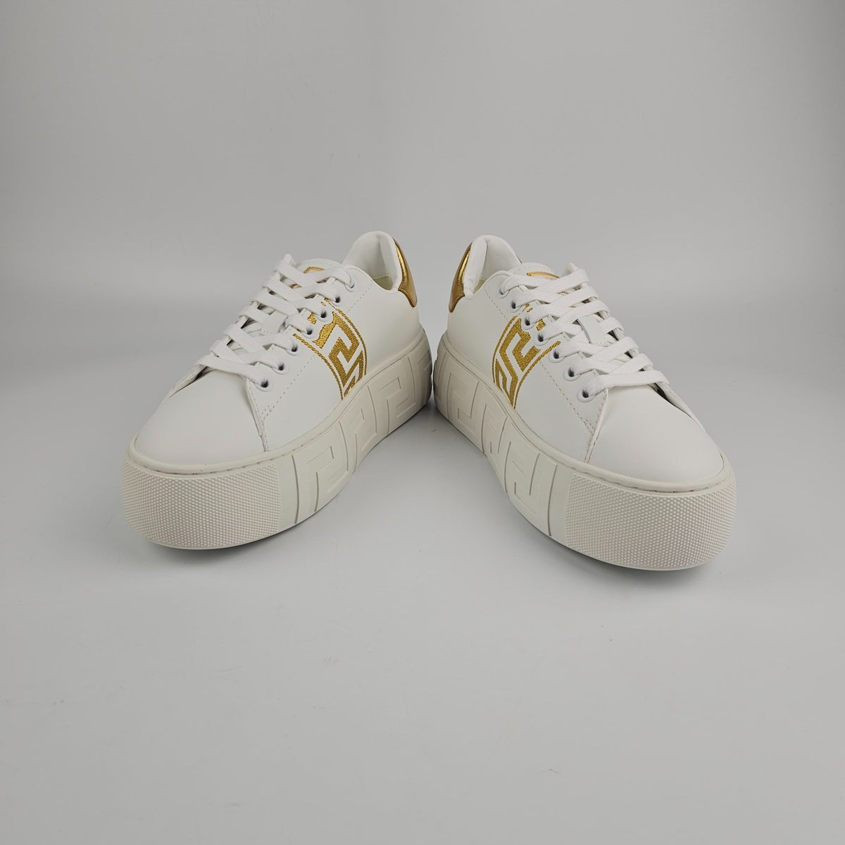 VERSACE Greca White/Gold Sneakers New & Authentic