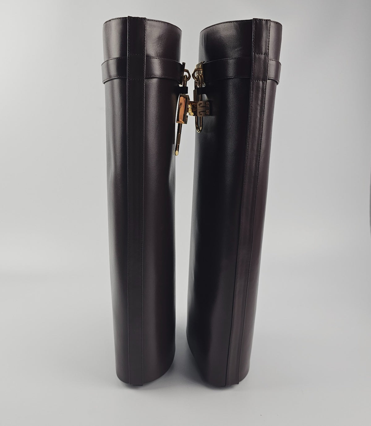 GIVENCHY Shark Lock Brown Leather 90mm Ankle Boots New & Authentic
