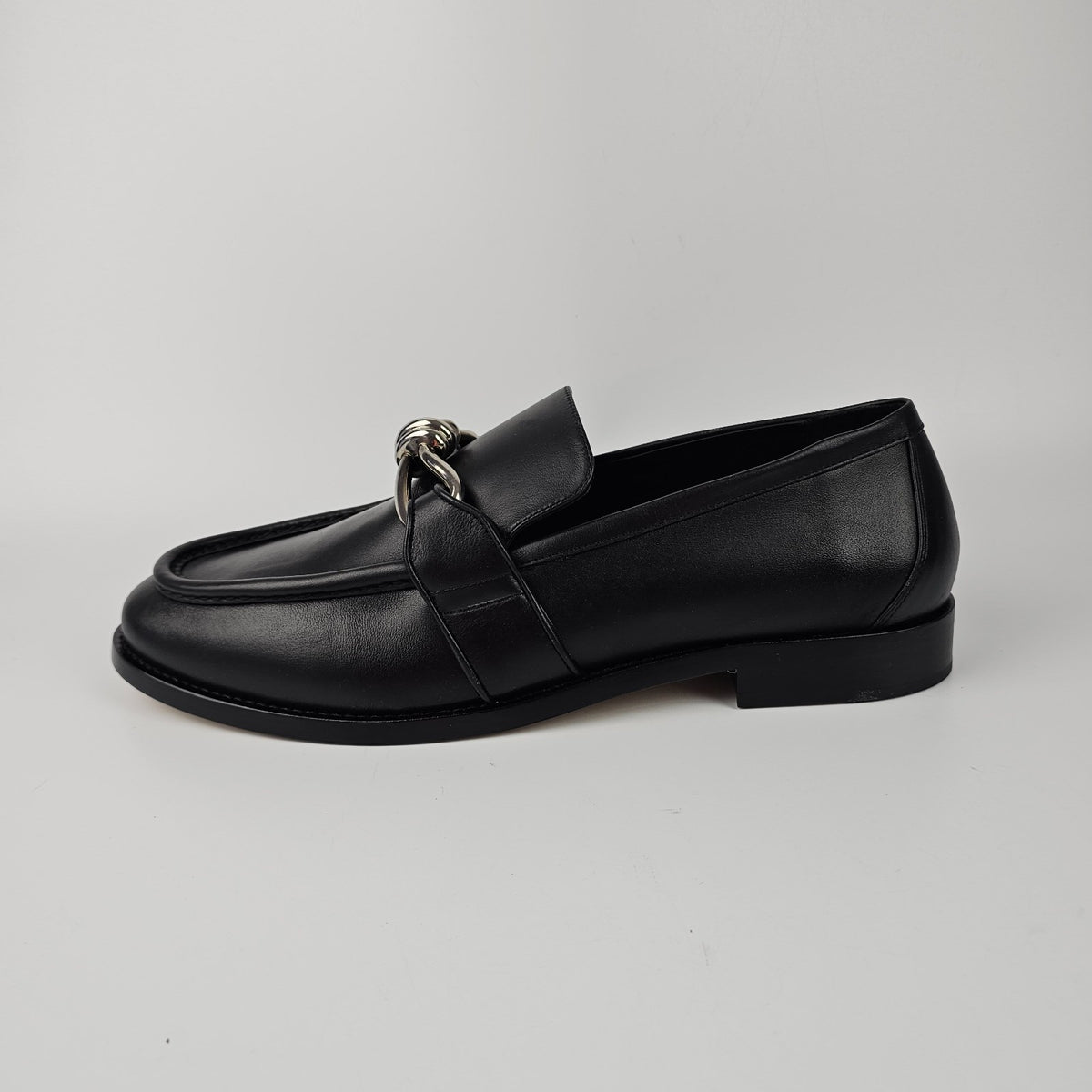 BOTTEGA VENETA Astaire $1200 Black/Silver Loafers New & Authentic