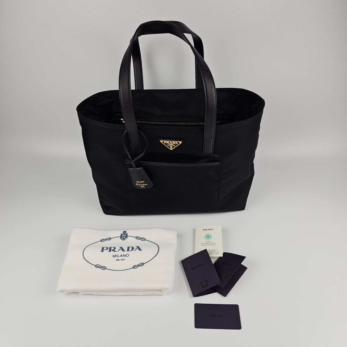 PRADA Re-Edition 1978 $2050 Medium Black Re-Nylon Tote Bag New And Authentic