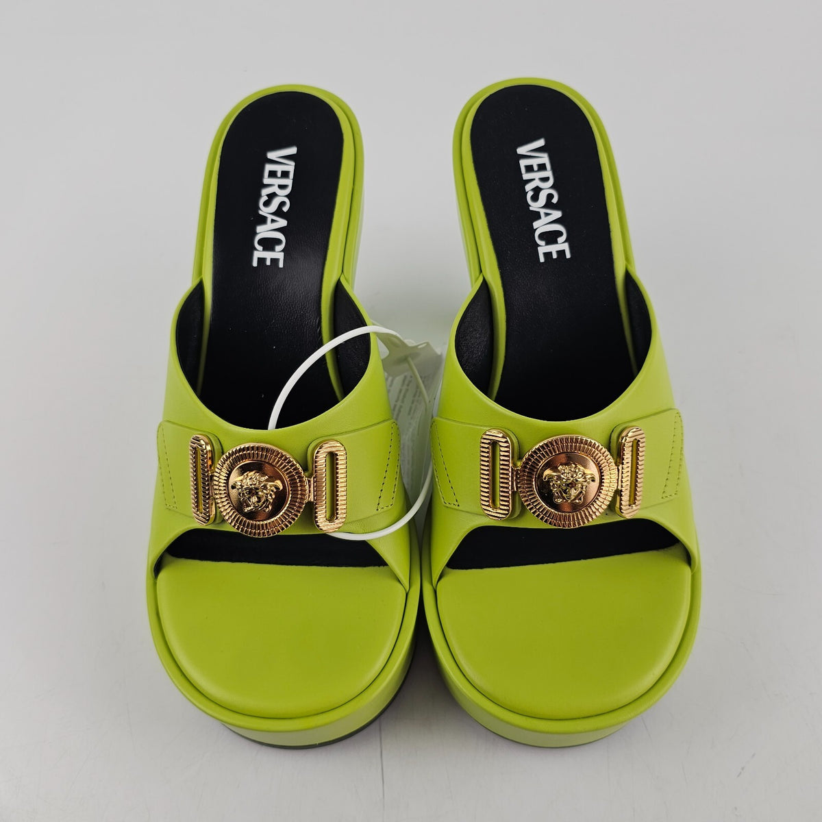 VERSACE Medusa 100mm Green Mules New Size 37.5 US 7.5