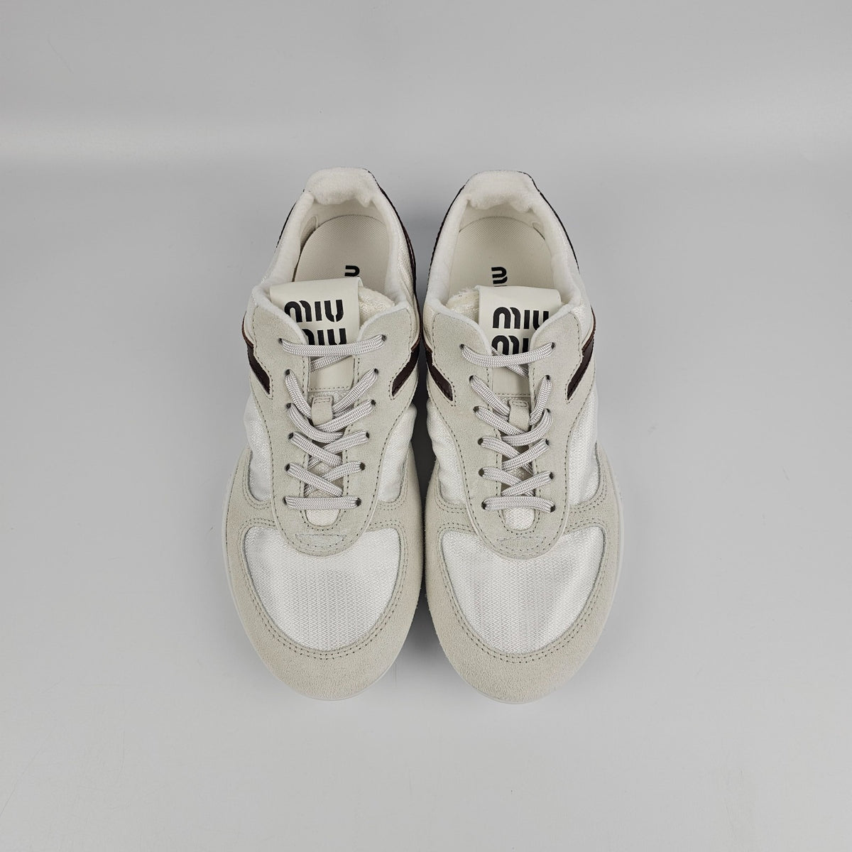 MIU MIU Gymnasium White/Burgundy Sneakers New & Authentic