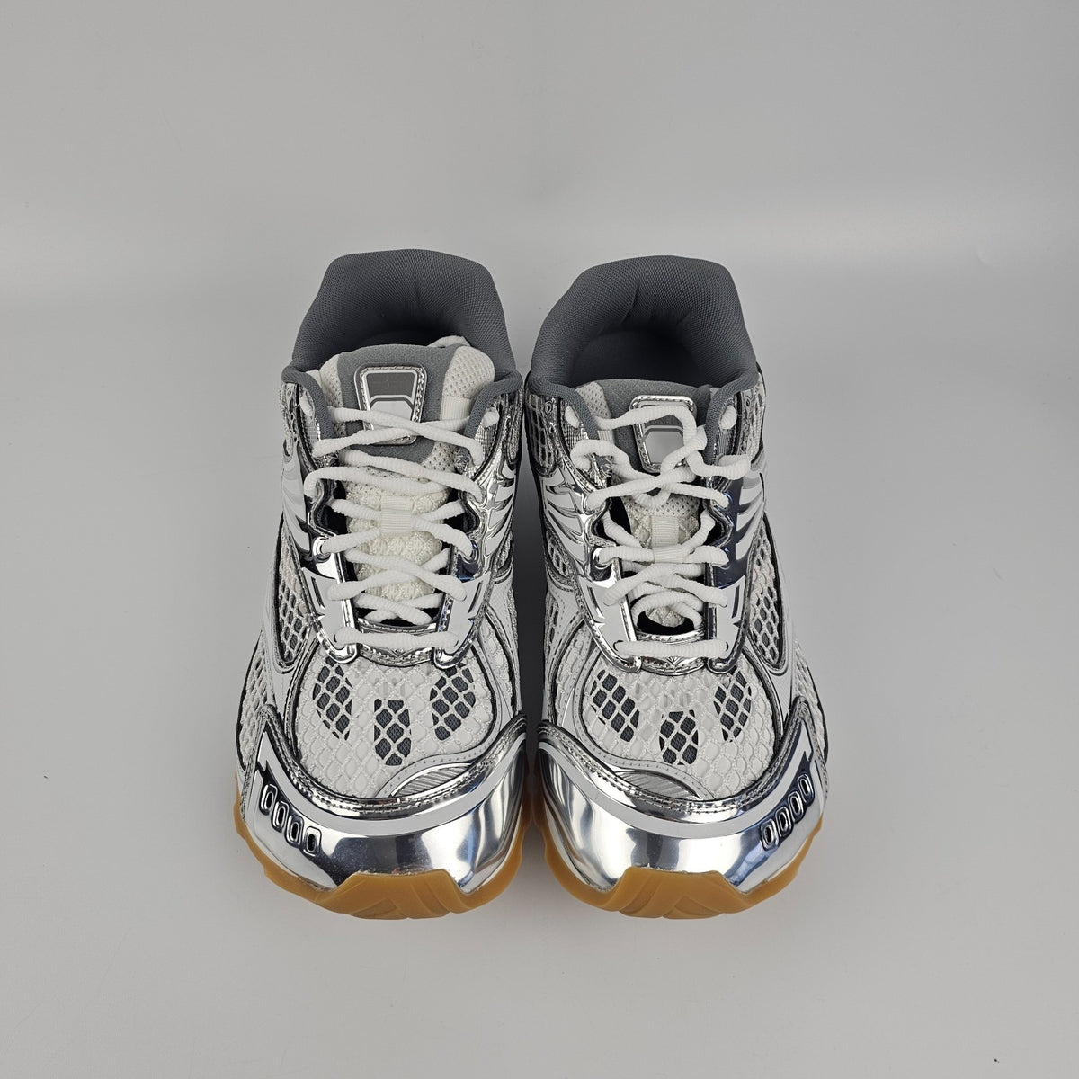 BOTTEGA VENETA Men's Orbit Silver/Optic White Sneakers New & Authentic