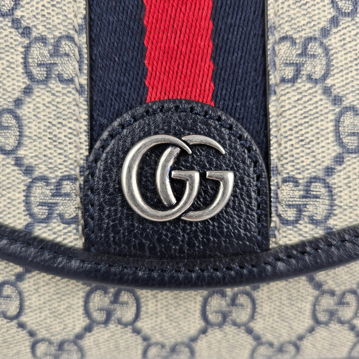 GUCCI Ophidia Mini $1850 Beige And Blue GG Canvas Shoulder Bag New & Authentic