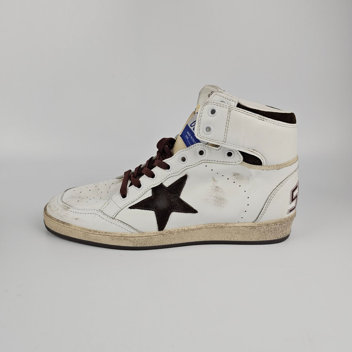 GOLDEN GOOSE SKY Star Men's White/Chocolate Leather Sneakers New