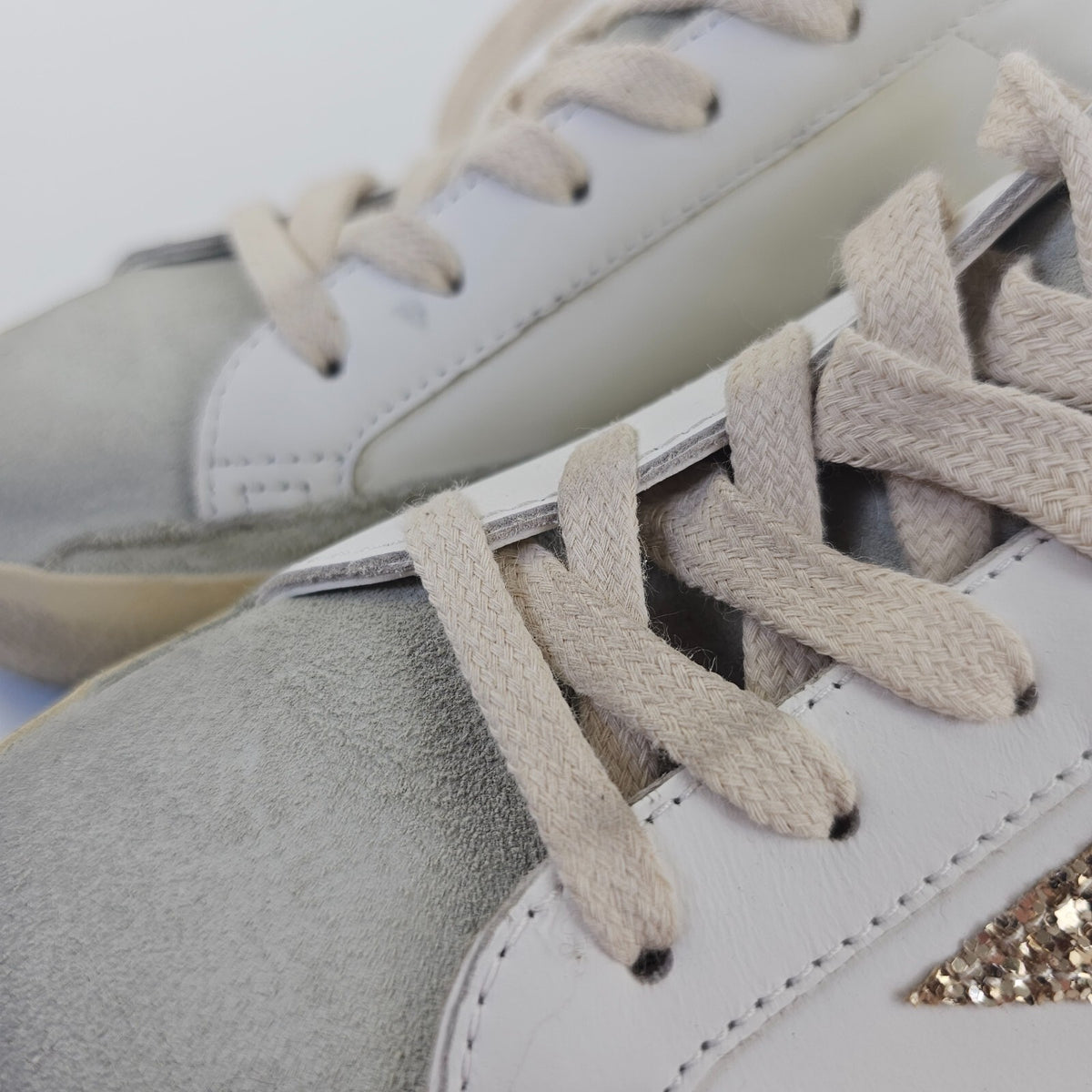 GOLDEN GOOSE Super Star Women's White/Silver Glittered Low Top Sneakers New
