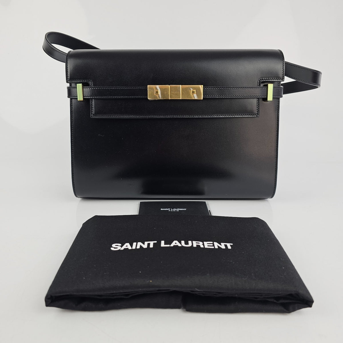 Saint Laurent Manhattan Box Medium $3400 Black Leather Shoulder Bag New