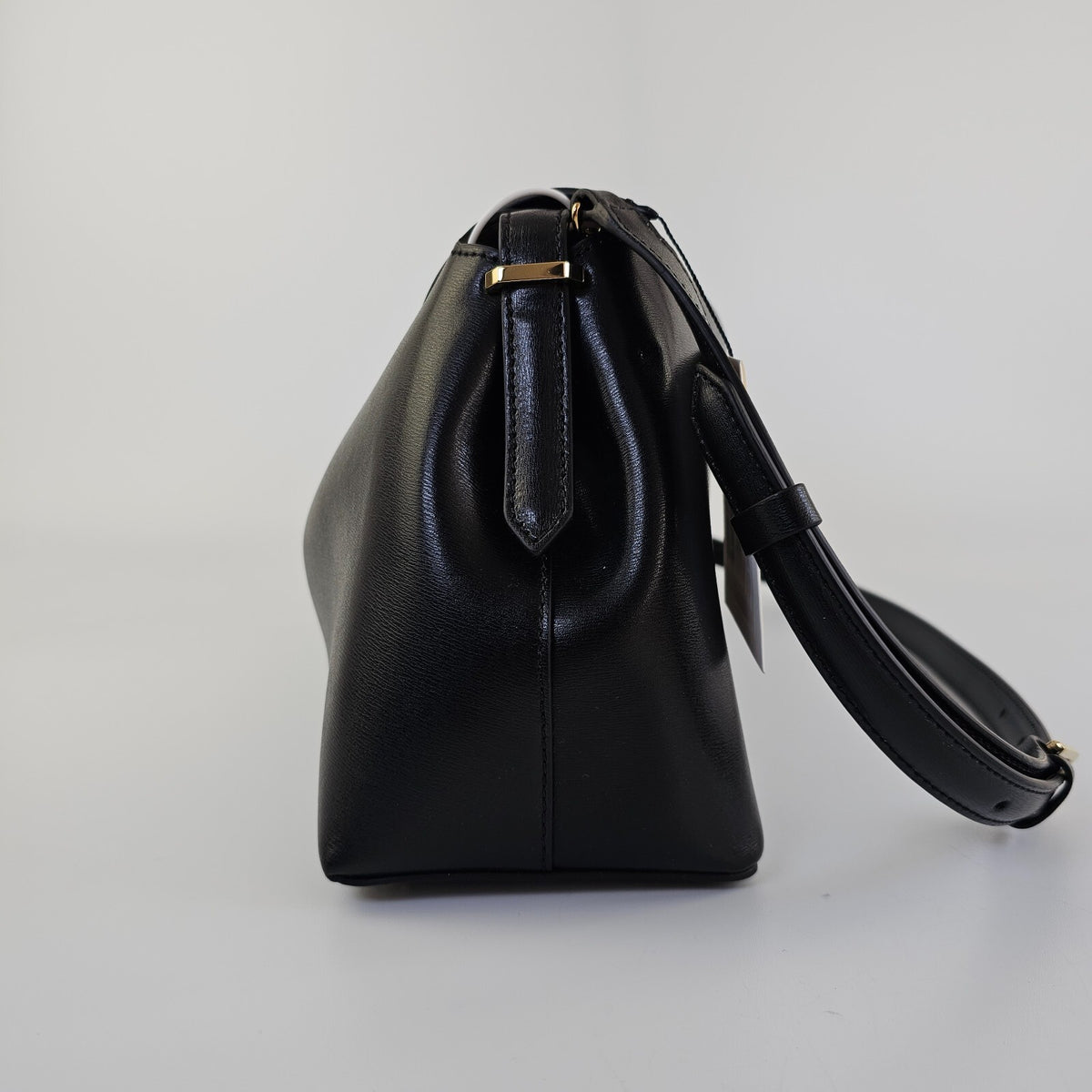 TOTEME T-Lock Black/Gold Leather Top Handle Bag New