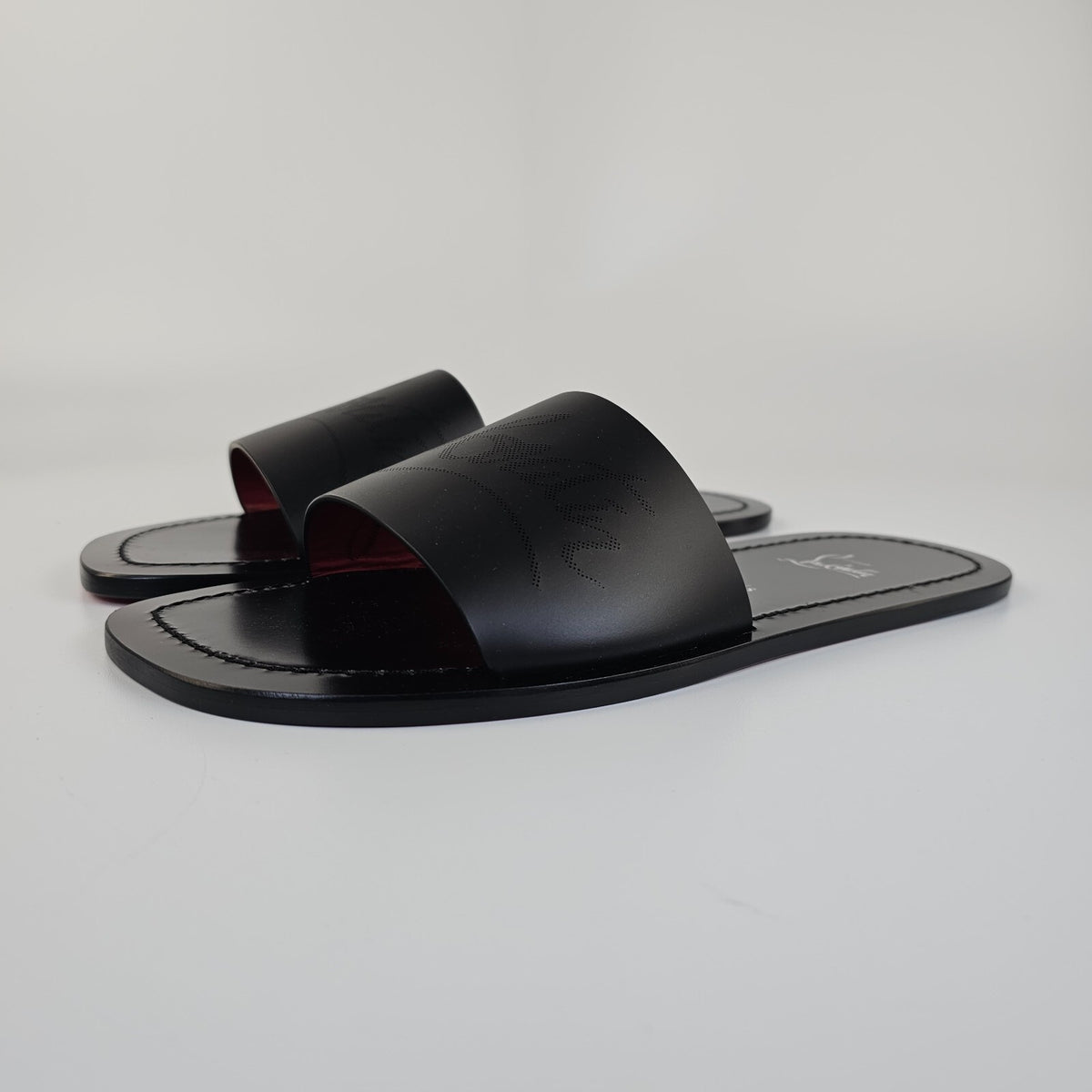 CHRISTIAN LOUBOUTIN Coolraoul Men's Black Slide Sandals New Size EU 40.5 US 7.5