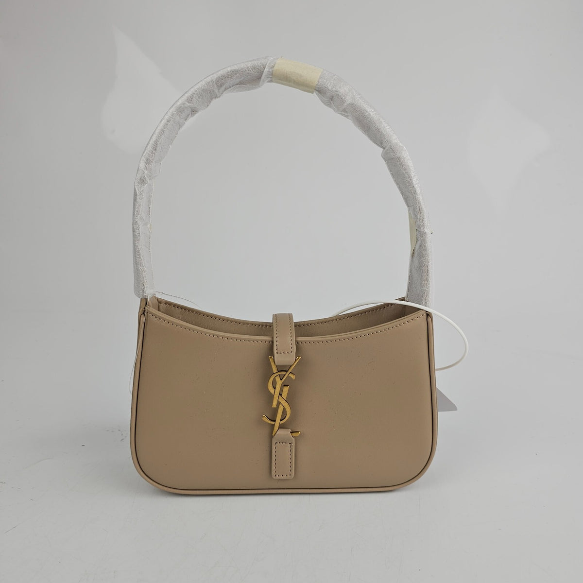 SAINT LAURENT Mini Le 5 A 7 $1750 Dark Beige Hobo Bag New
