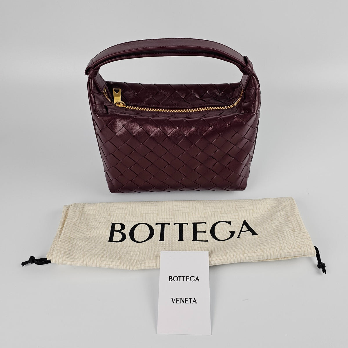 Bottega Veneta Wallace Mini $2850 Barolo Leather Shoulder Bag New/Authentic