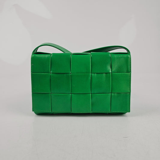 Bottega Veneta Cassette Small Men's Parakeet Green Leather Crossbody Bag New