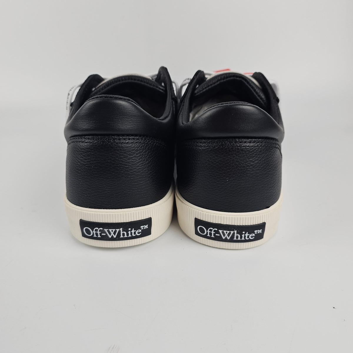 OFF-WHITE Vulcanized Black Leather Low Top Sneakers New & Authentic