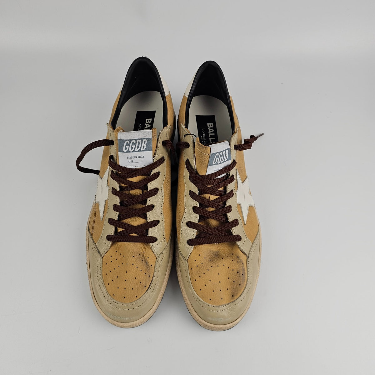 GOLDEN GOOSE Ball Star Beige/Brown Sneakers New & Authentic