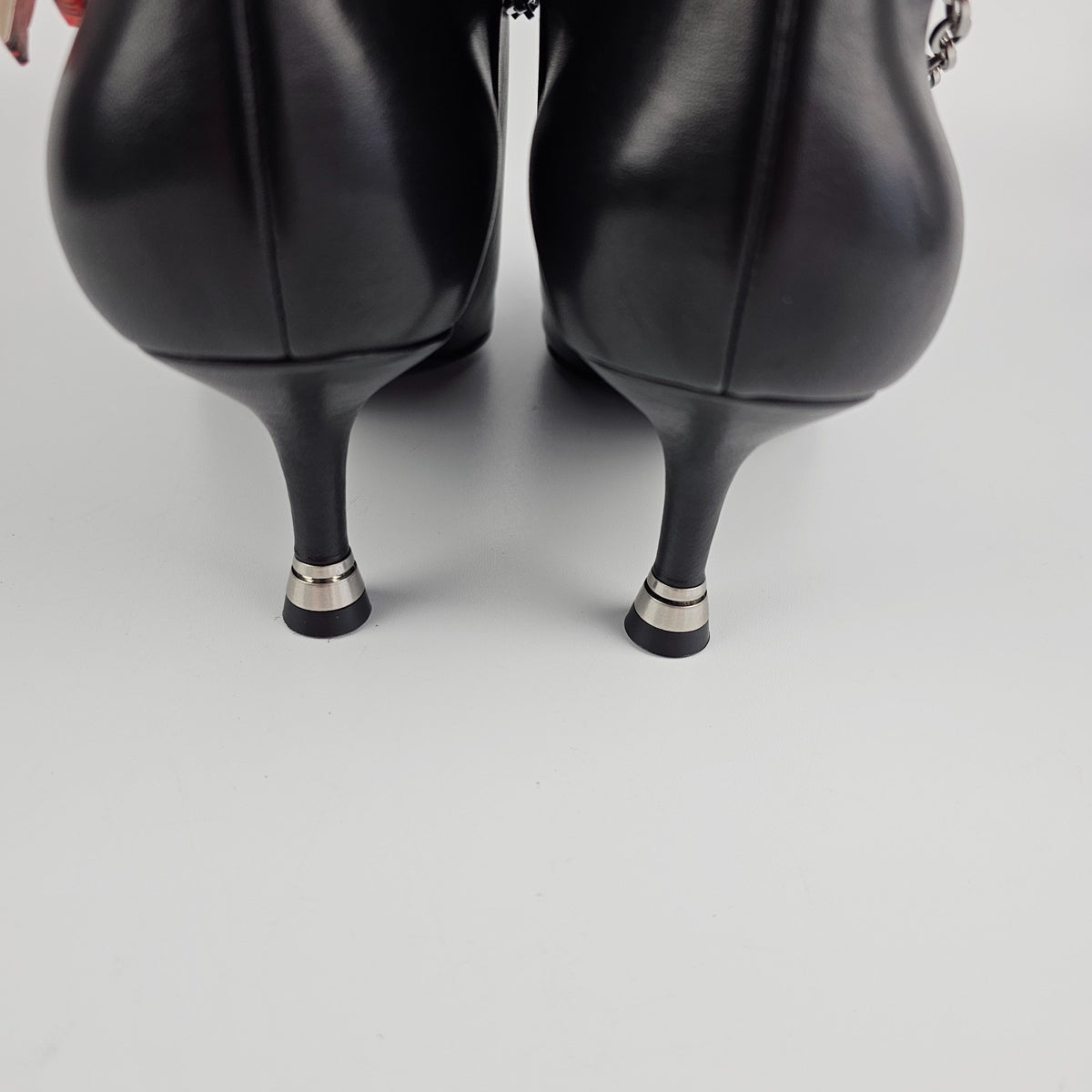 ALEXANDER WANG Black Chain Detail Knee-High Leather Boots New