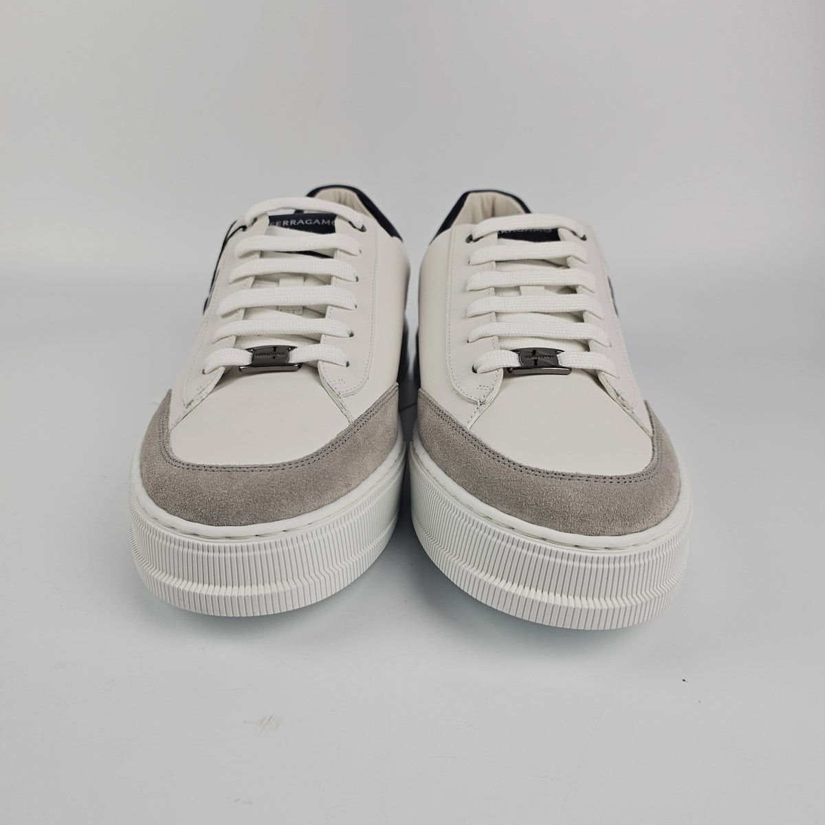 FERRAGAMO Alaska White/Black Sneakers New & Authentic