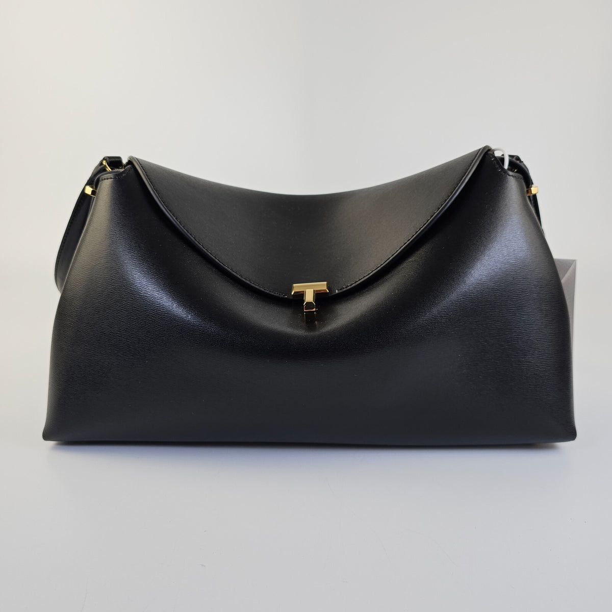 TOTEME T-Lock Black/Gold Leather Top Handle Bag New