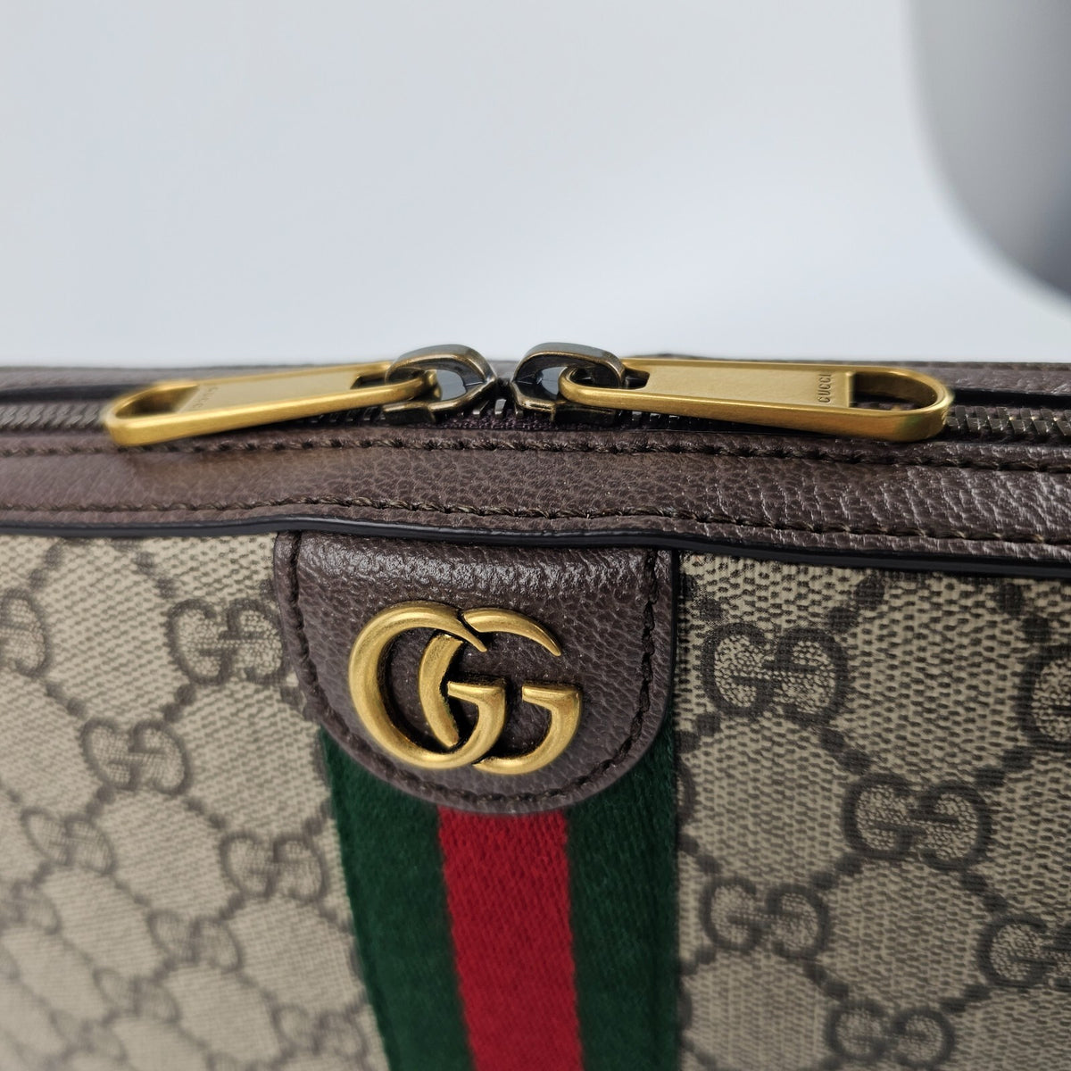 GUCCI Ophidia Small $1790 Beige And Ebony GG Canvas Crossbody Bag New/Authentic