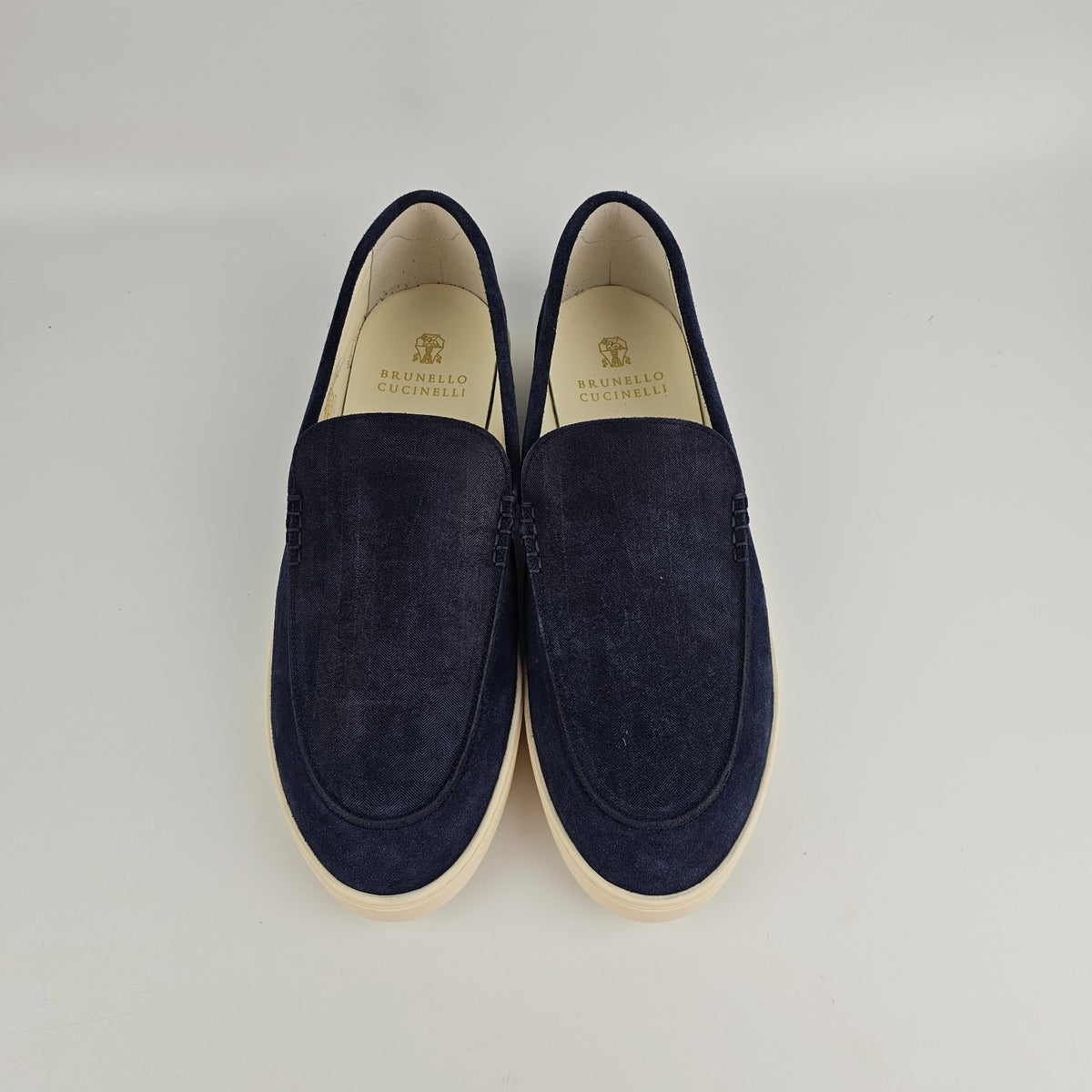 BRUNELLO CUCINELLI $1100 Navy Blue Suede Loafer Sneakers New & Authentic