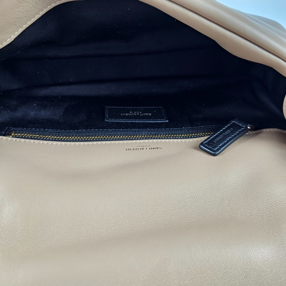SAINT LAURENT Calypso Small Dark Toffee Plunged Leather Shoulder Bag