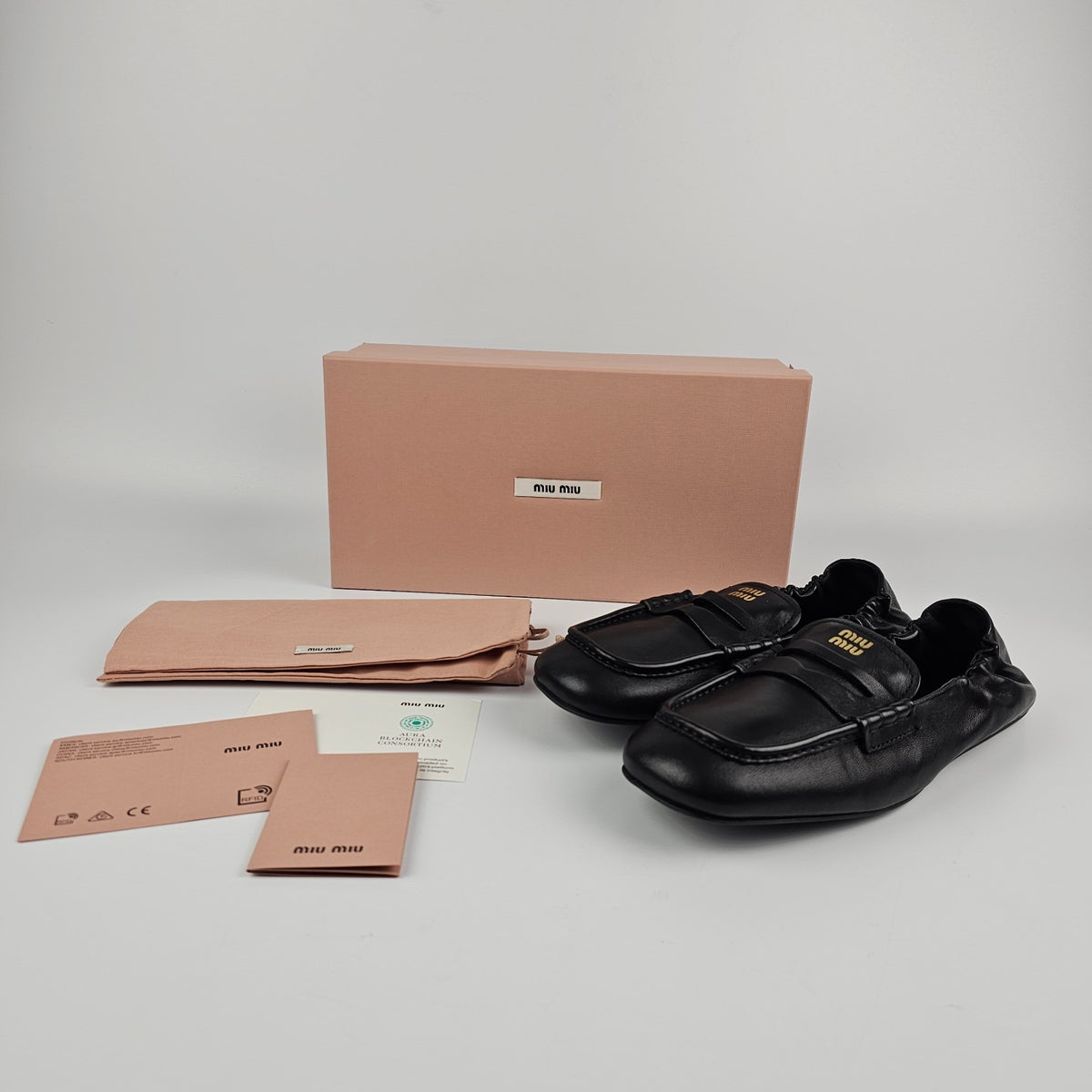 MIU MIU Ruches Black Leather Loafers New & Authentic