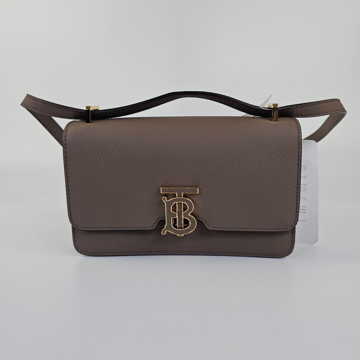 BURBERRY Mini Grainy TB Light Saddle Brown Leather Shoulder Bag New