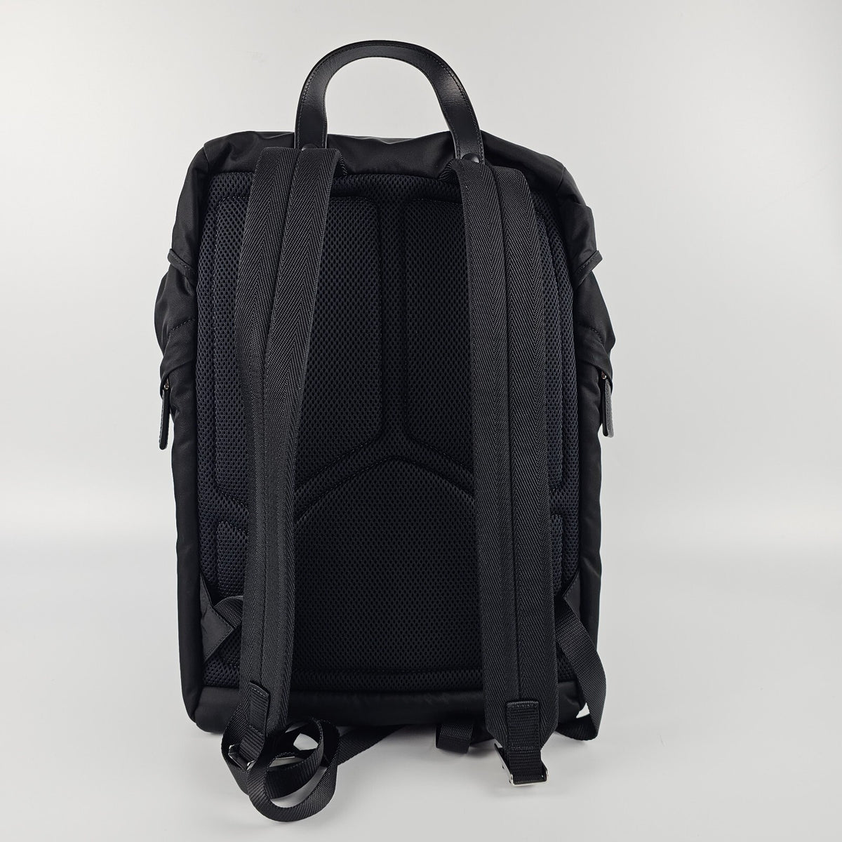 PRADA $2550 Black Re-Nylon And Saffiano Leather Backpack New And Authentic