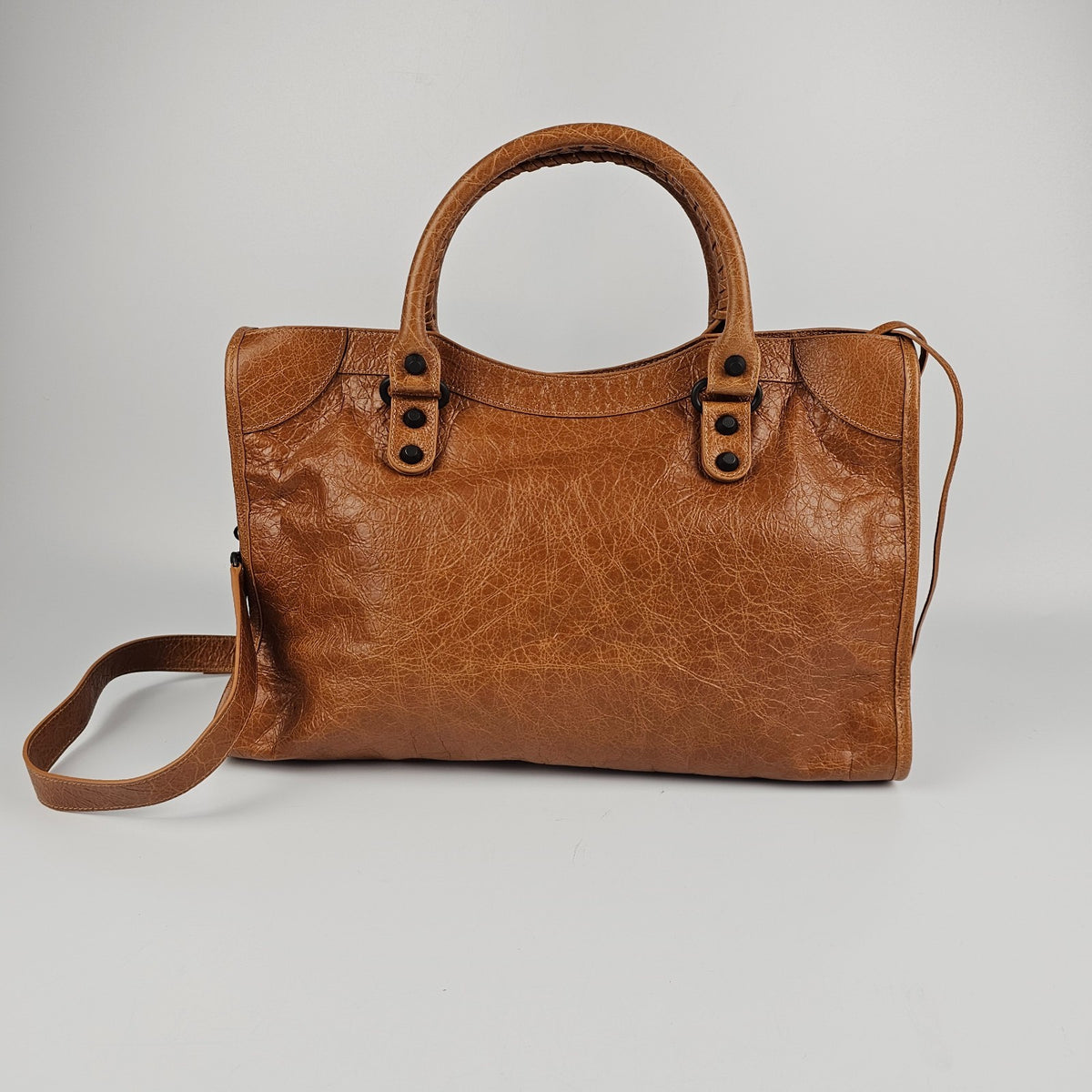 BALENCIAGA Le City Medium $2950 Camel Leather Handbag New & Authentic