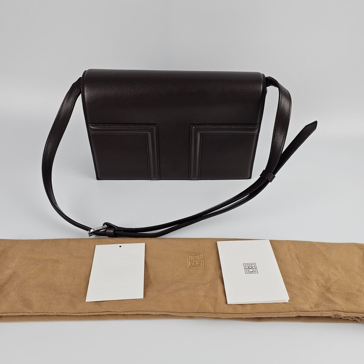 TOTEME T-Flap Coffee Brown Leather Shoulder Bag
