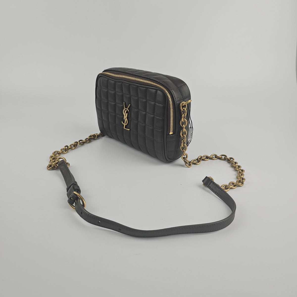 SAINT LAURENT Cassandre Light Musk Carre Lambskin Camera Bag New