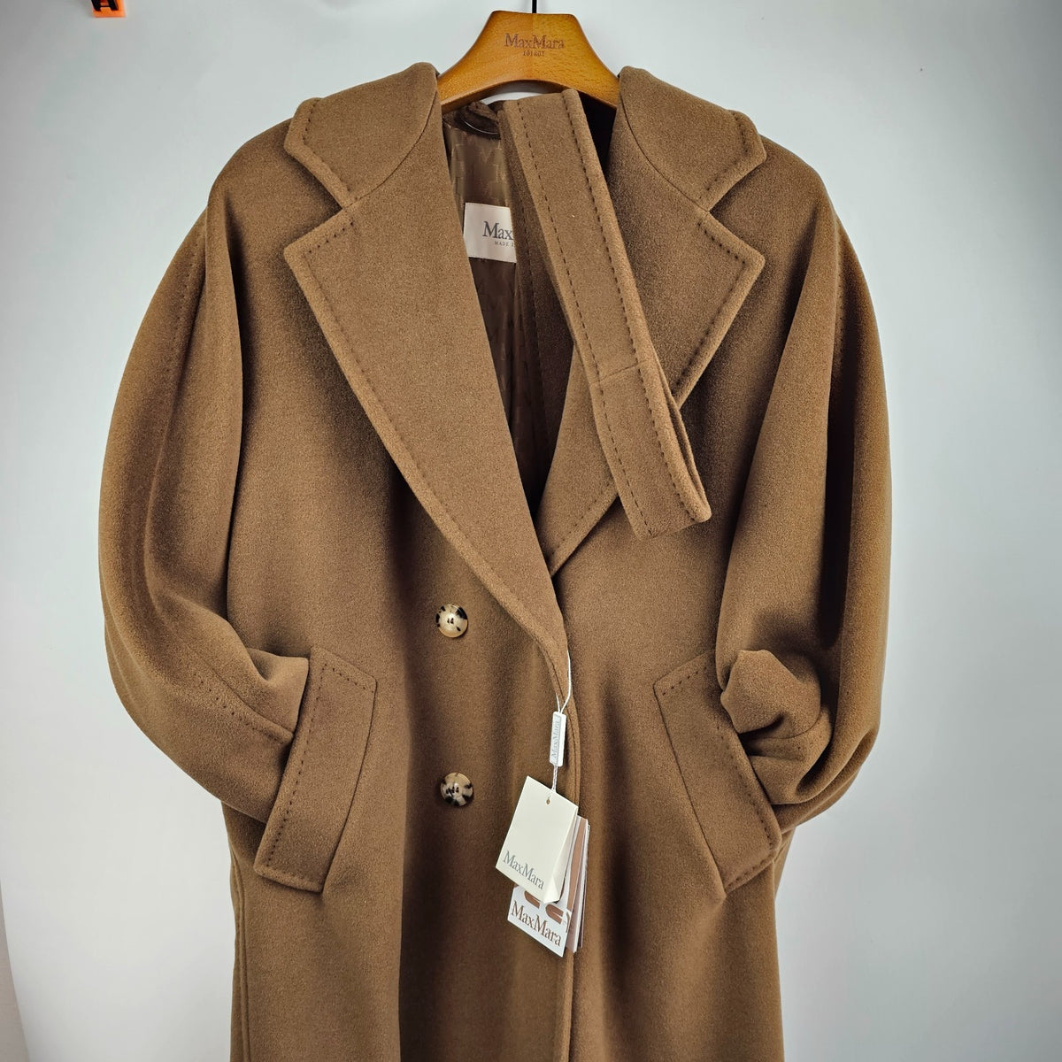 MAX MARA Madame 101801 Belted Brown Wool Long Coat New & Authentic