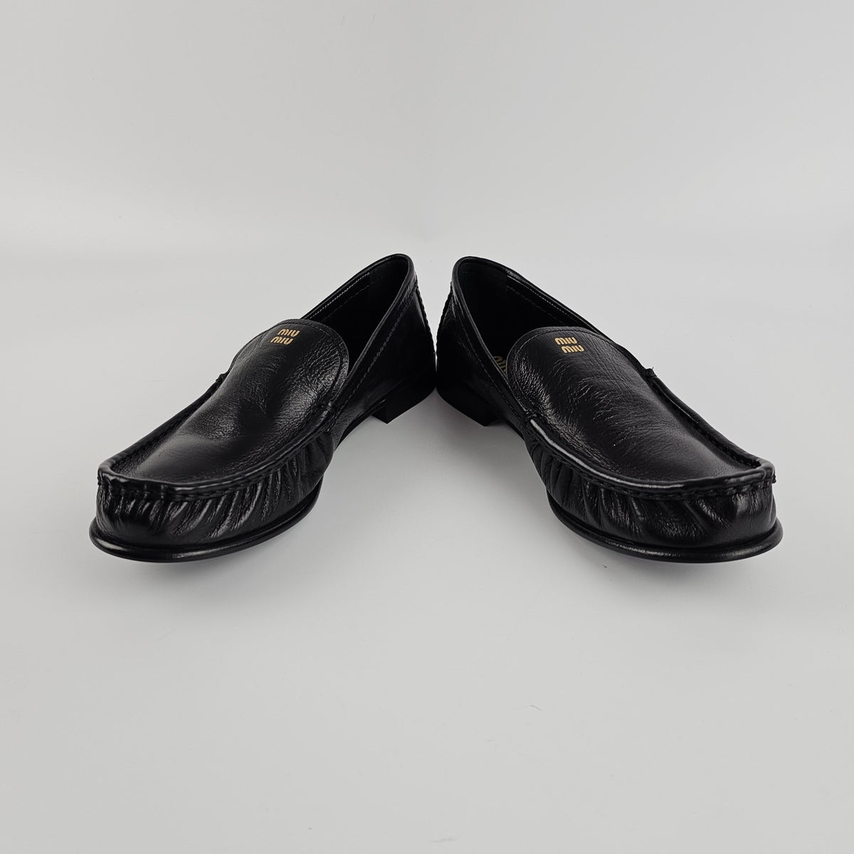 MIU MIU $1120 Black Leather Loafers New & Authentic