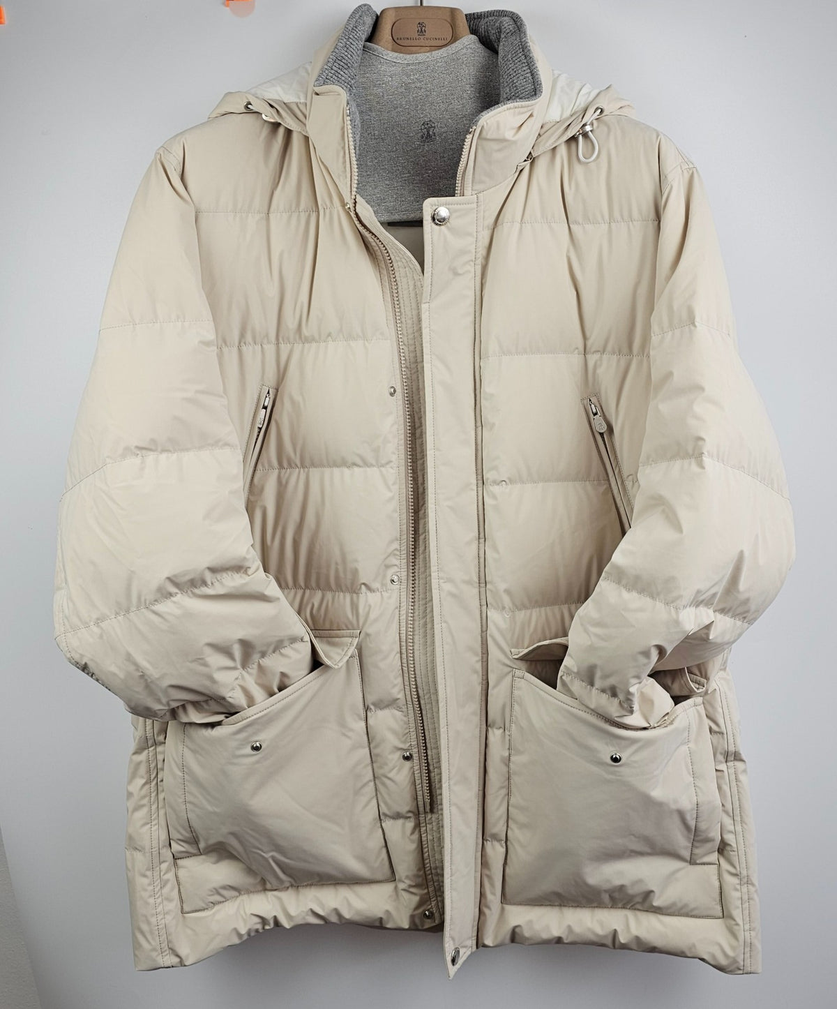 BRUNELLO CUCINELLI Beige Down Jacket New & Authentic Size XXL