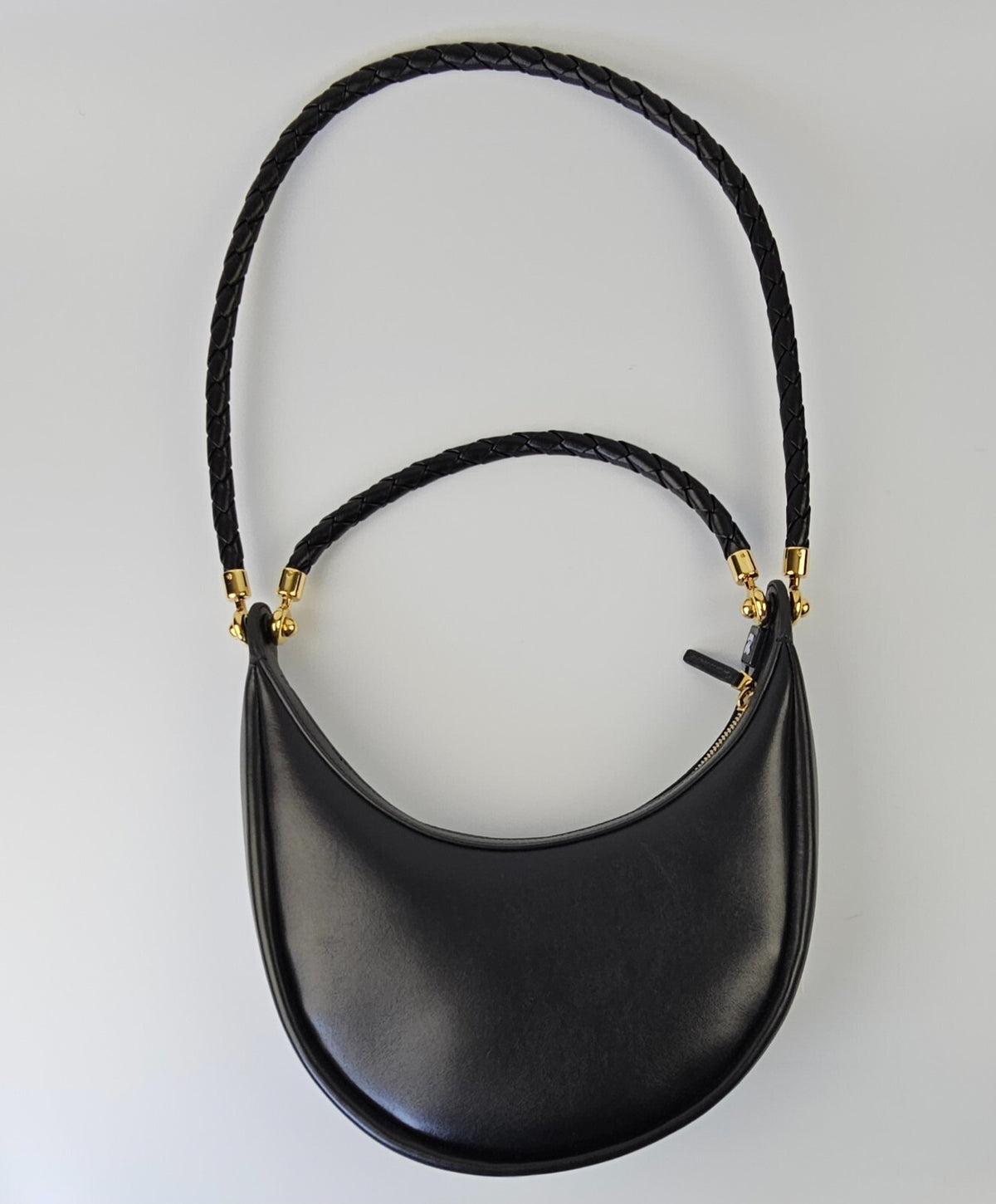 Bottega Veneta Hula Hoop $2950 Black Smooth Leather Shoulder Bag New/Authentic