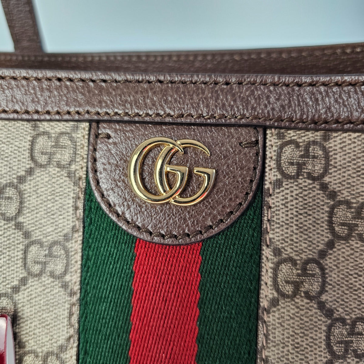 GUCCI Ophidia Large Beige/Dark Brown  GG Canvas Tote Bag New & Authentic