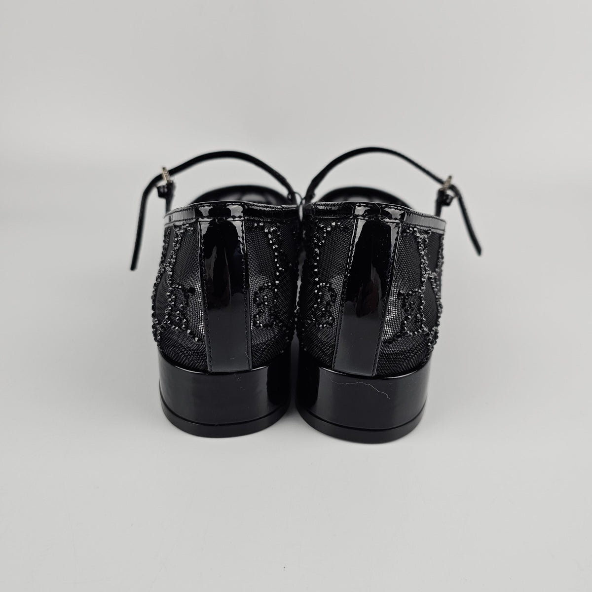 GUCCI $1720 Black GG Crystal Ballet Flats New & Authentic