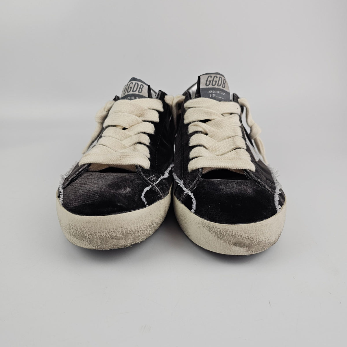 GOLDEN GOOSE Men's Super Star Black/Silver Sneakers New