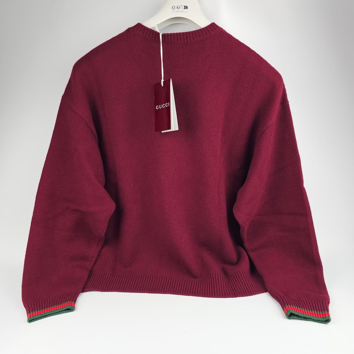 GUCCI $1700 Rosso Ancora Cashmere/Wool With Trim Sweater New & Authentic